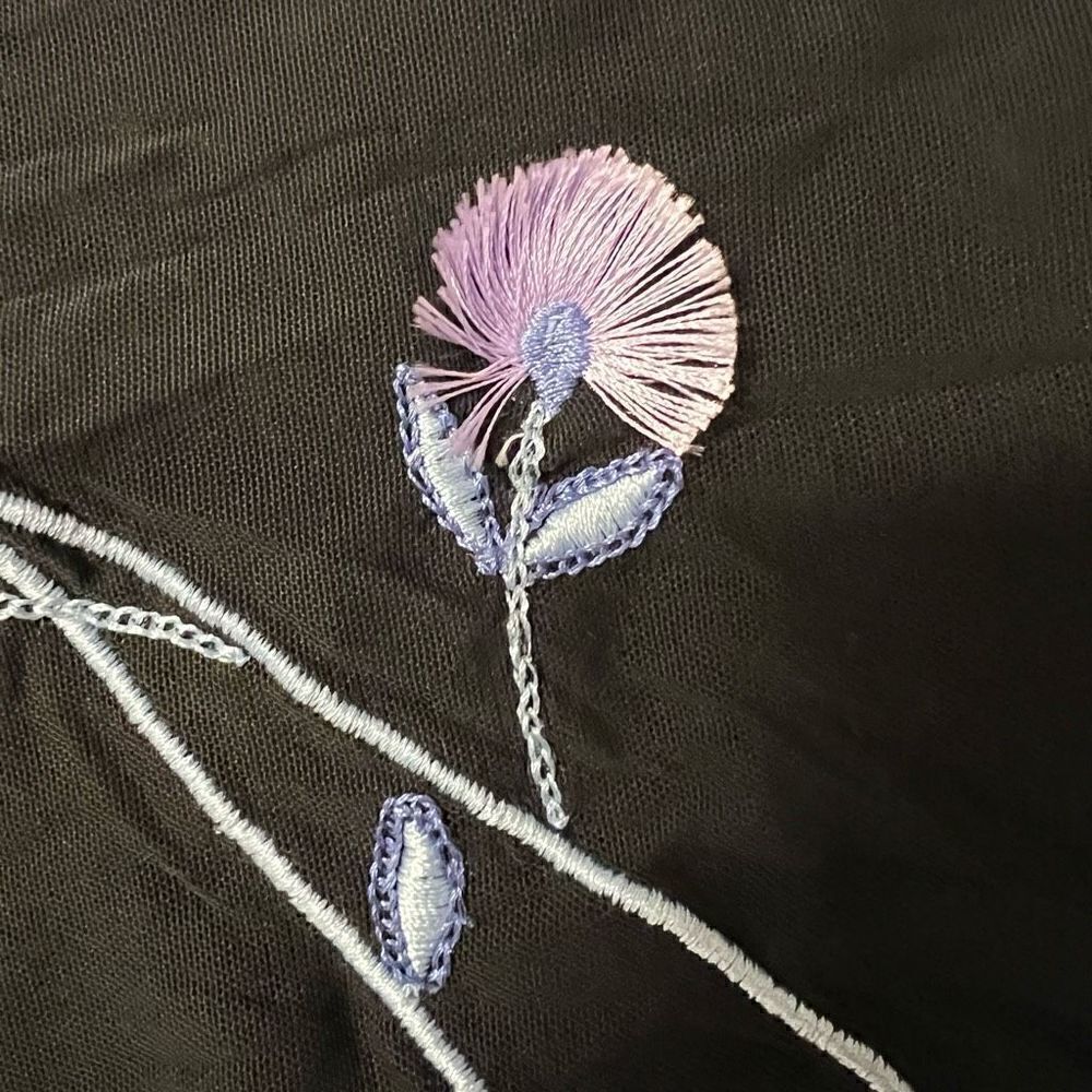 NWOT y2k vintage deadstock Express tank sheer black with floral embroidery sz L - Picture 6 of 12
